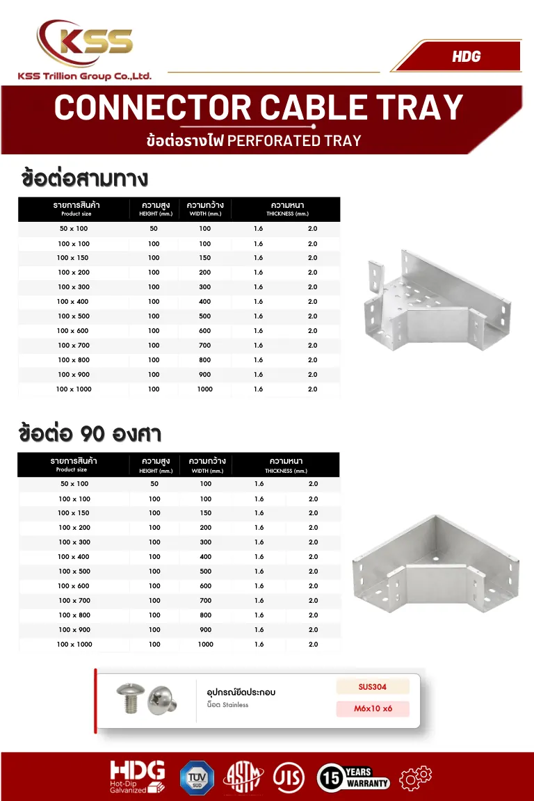 ภาพ Connector Cable Tray HDG - ข้อต่อสามทาง - ข้อต่อรางเคเบิ้ล 2