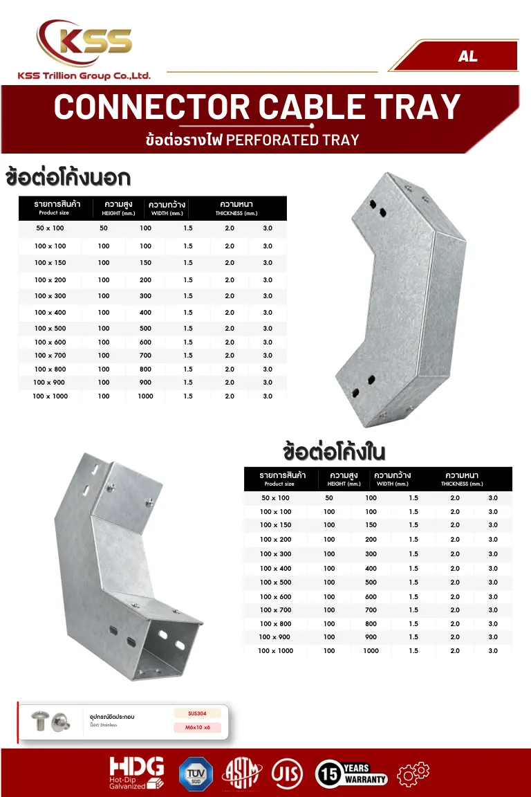 ภาพ Connector Cable Tray AL - ข้อต่อโค้งใน - ข้อต่อรางเคเบิ้ล 2