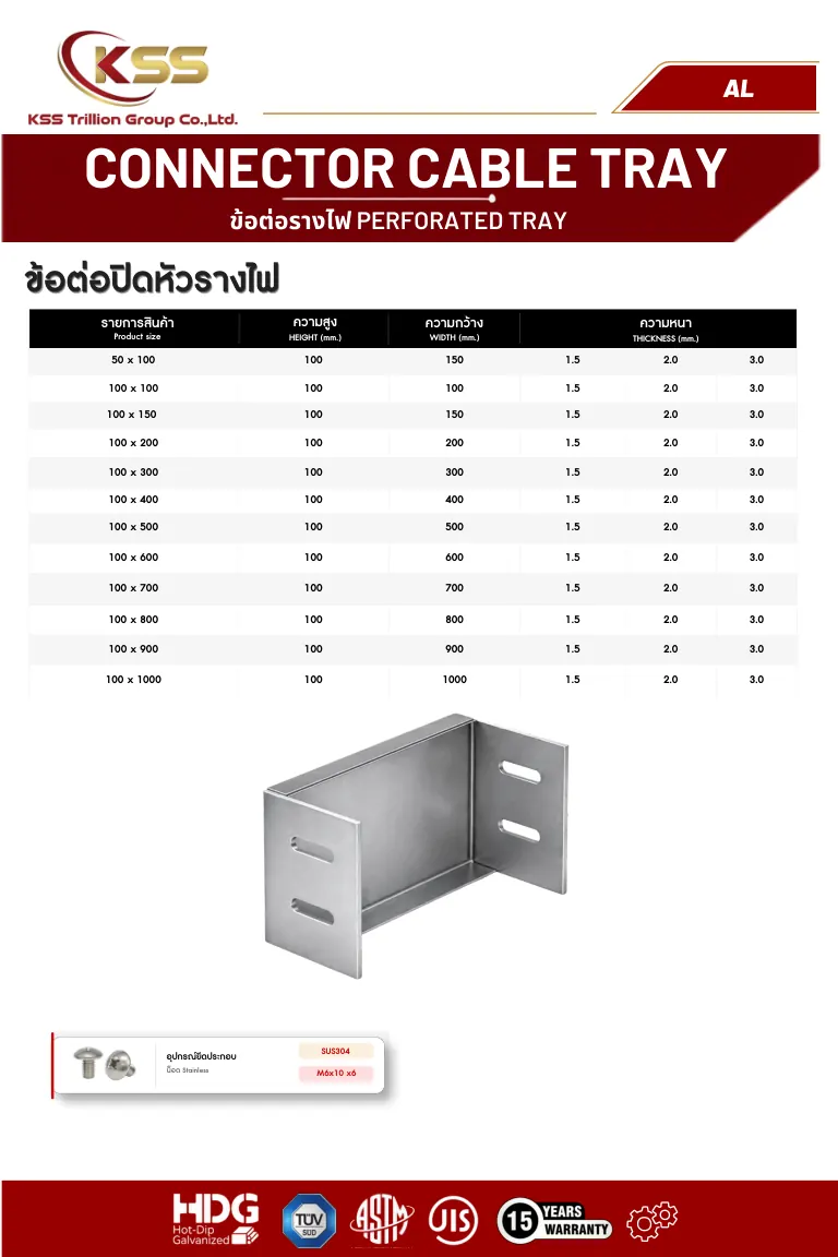 ภาพ Connector Cable Tray AL - ข้อต่อปิดหัวรางไฟ - ข้อต่อรางเคเบิ้ล 2