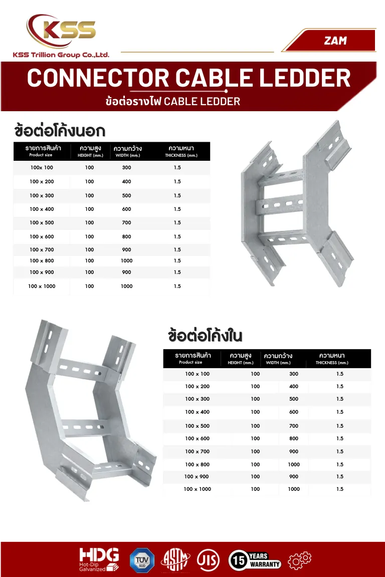 ภาพ Connector Cable Ladder ZAM - ข้อต่อโค้งใน - รางเคเบิ้ลแลดเดอร์ 2