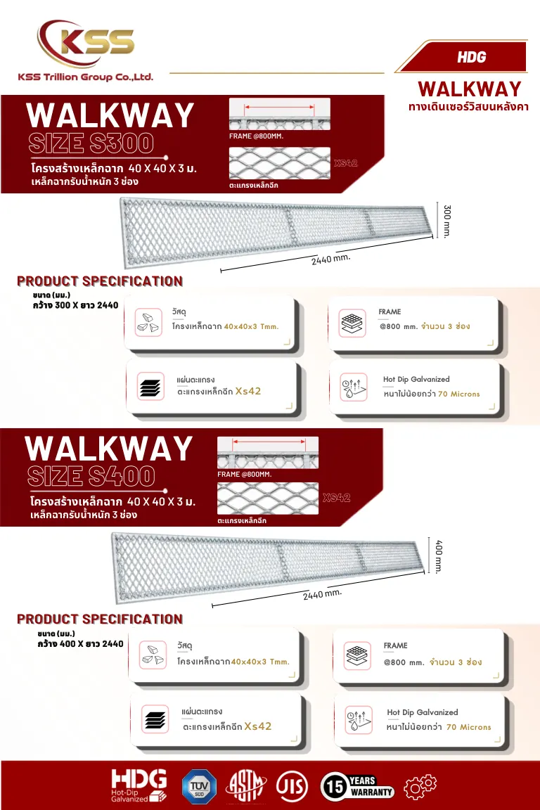 ภาพ Walkway S400 - แผ่นทางเดิน รุ่น S400 - ทางเดินเหล็กอุตสาหกรรม 2