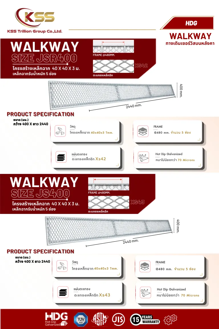 ภาพ Walkway JS400 -  แผ่นทางเดิน รุ่นJS400 - ทางเดินเหล็กอุตสาหกรรม 2